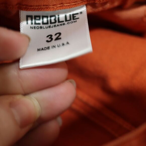 Neo Blue Orange Flat Front Mid-Length Shorts Men's 32 USA Made Stretch Cotton - Picture 12 of 13